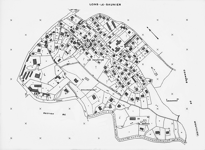 Plan de référence. Cadastre 1973, section AZ. © Yves Sancey / Région Bourgogne-Franche-Comté, Inventaire du patrimoine - 1983