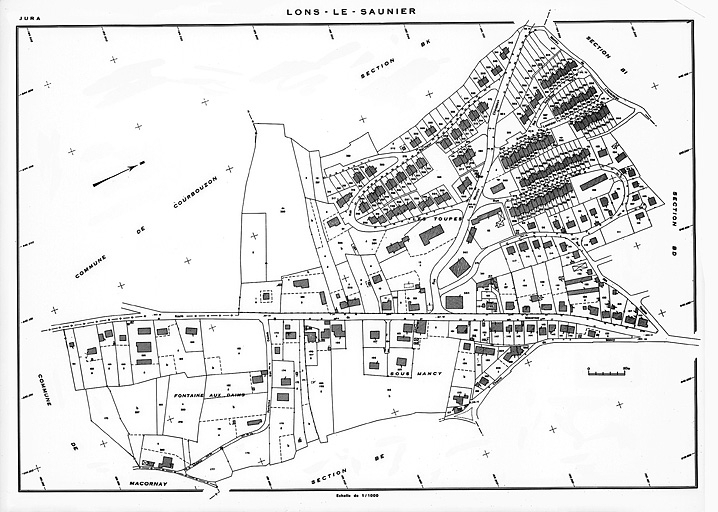 Plan de référence. Cadastre 1973, section BH. © Yves Sancey / Région Bourgogne-Franche-Comté, Inventaire du patrimoine - 1983