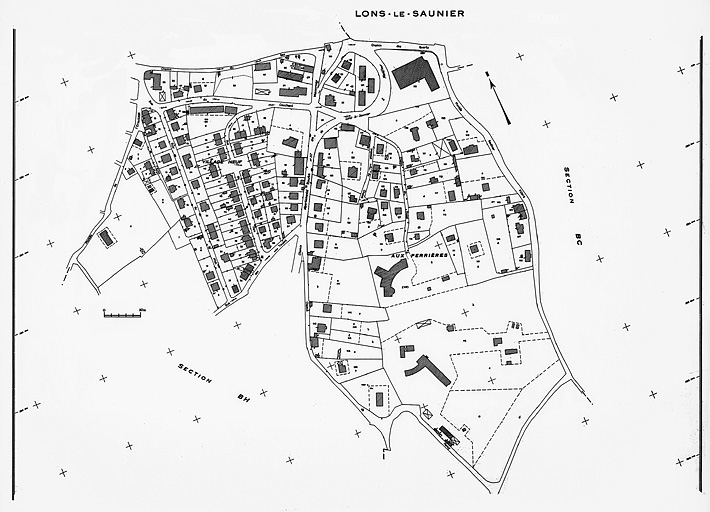 Plan de référence. Cadastre 1973, section BD. © Yves Sancey / Région Bourgogne-Franche-Comté, Inventaire du patrimoine - 1983