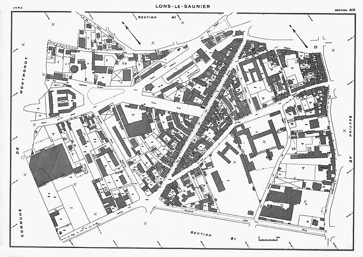 Plan de référence. Cadastre 1973, section AH. © Yves Sancey / Région Bourgogne-Franche-Comté, Inventaire du patrimoine - 1983