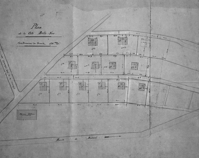 Plan de la cité Belle-Vue. © Yves Sancey / Région Bourgogne-Franche-Comté, Inventaire du patrimoine - 1984