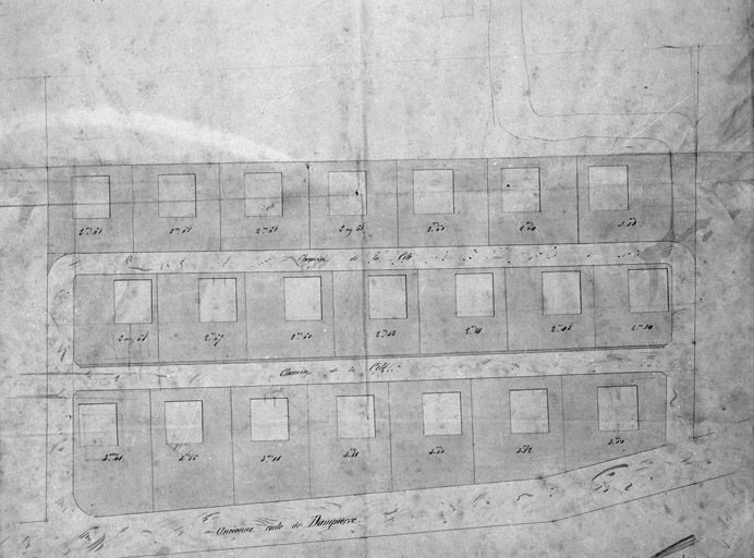 Vieux plan de la cité du Chatelot ancienne route de Dampierre. © Yves Sancey / Région Bourgogne-Franche-Comté, Inventaire du patrimoine - 1984