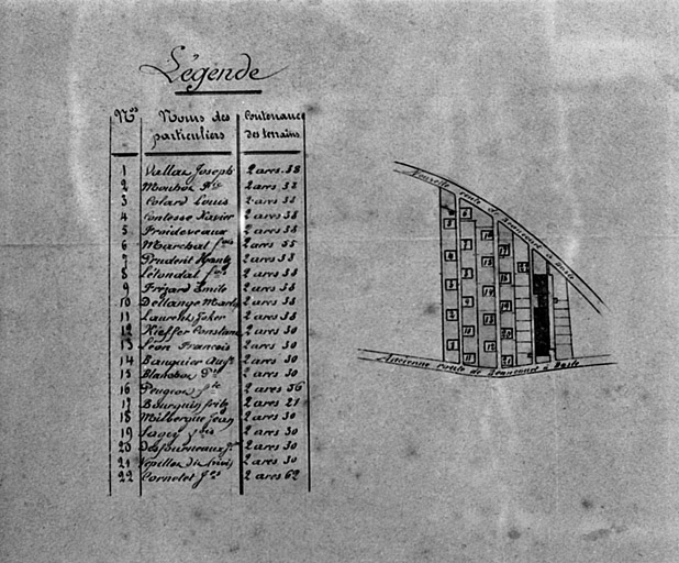 Plan de la cité combe Saivelin. © Yves Sancey / Région Bourgogne-Franche-Comté, Inventaire du patrimoine - 1984