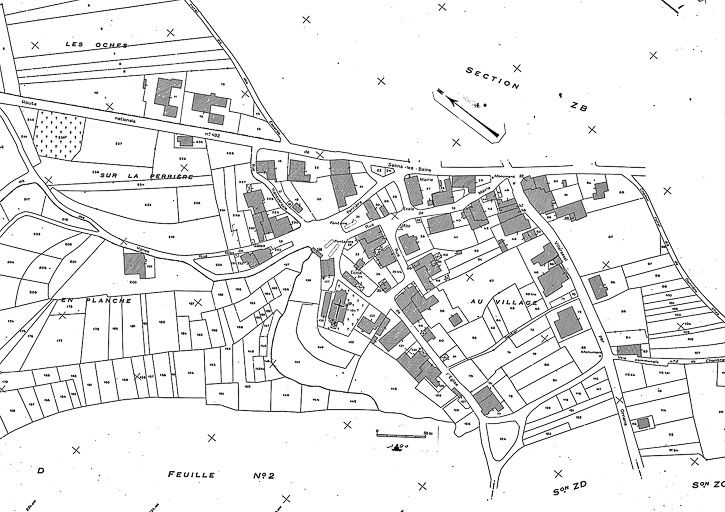 Plan cadastral, 1968, section AC, échelle 1 : 1000. © Yves Sancey / Région Bourgogne-Franche-Comté, Inventaire du patrimoine - 1985