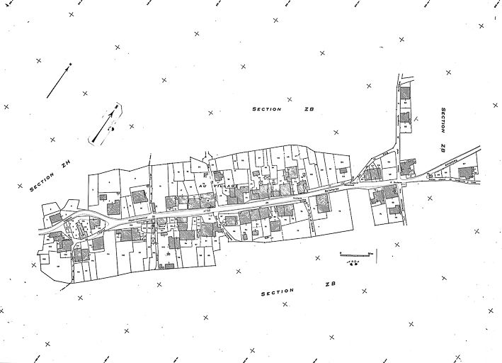 Plan cadastral, 1964, section AB, échelle 1 : 1000. © Yves Sancey / Région Bourgogne-Franche-Comté, Inventaire du patrimoine - 1985 Plan cadastral, 1964, section AB, échelle 1 : 1000. © Yves Sancey / Région Bourgogne-Franche-Comté, Inventaire du patrimoine - 1985