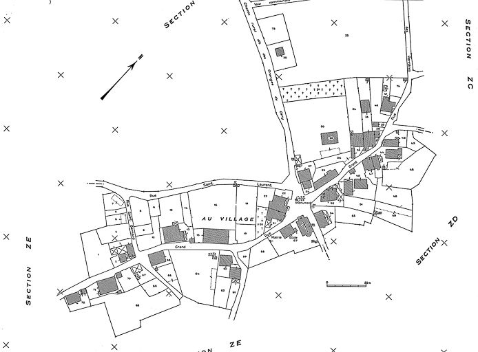 Plan cadastral, 1969, section AB, échelle 1 : 1000. © Yves Sancey / Région Bourgogne-Franche-Comté, Inventaire du patrimoine - 1985 Plan cadastral, 1969, section AB, échelle 1 : 1000. © Yves Sancey / Région Bourgogne-Franche-Comté, Inventaire du patrimoine - 1985