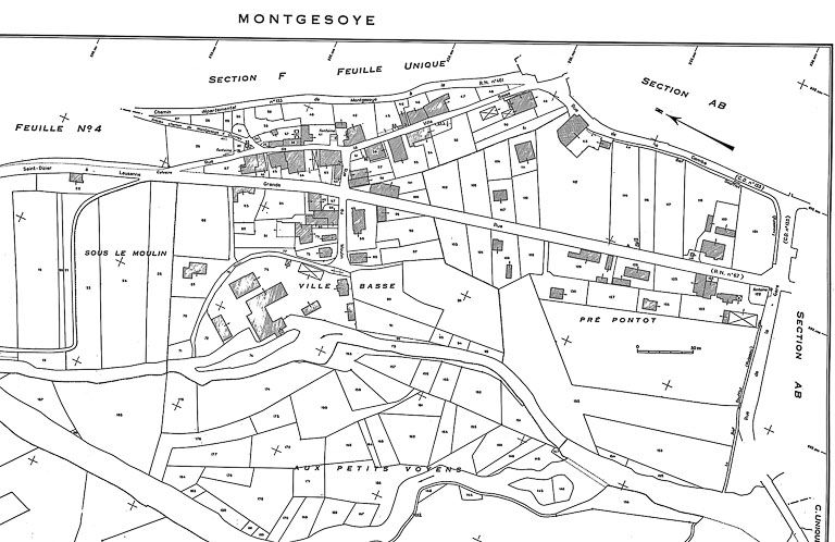 Plan cadastral, 1968, section AC, échelle 1 : 1000. © Yves Sancey / Région Bourgogne-Franche-Comté, Inventaire du patrimoine - 1985 Plan cadastral, 1968, section AC, échelle 1 : 1000. © Yves Sancey / Région Bourgogne-Franche-Comté, Inventaire du patrimoine - 1985