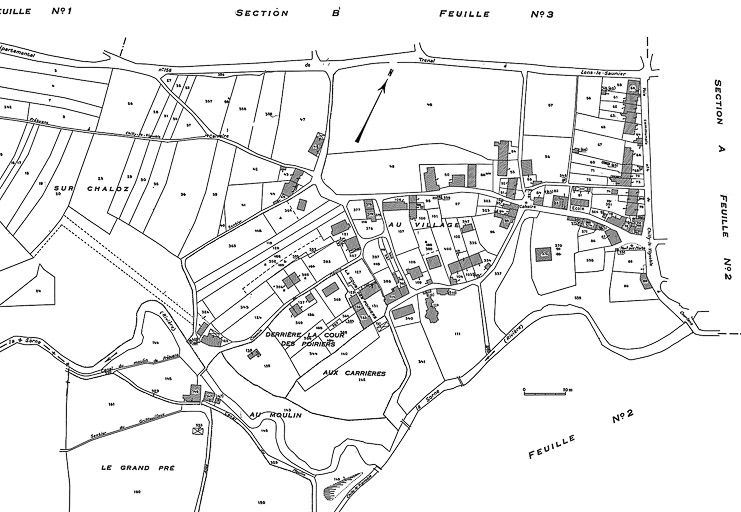 Cadastre : 1975 C (feuille n° 1). © Jérôme Mongreville / Région Bourgogne-Franche-Comté, Inventaire du patrimoine - 1985