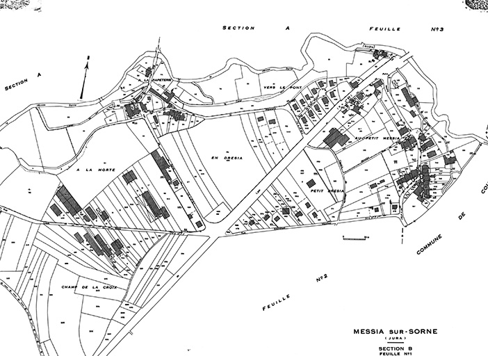 Cadastre : 1979 B (feuille n°1). © Jérôme Mongreville / Région Bourgogne-Franche-Comté, Inventaire du patrimoine - 1985