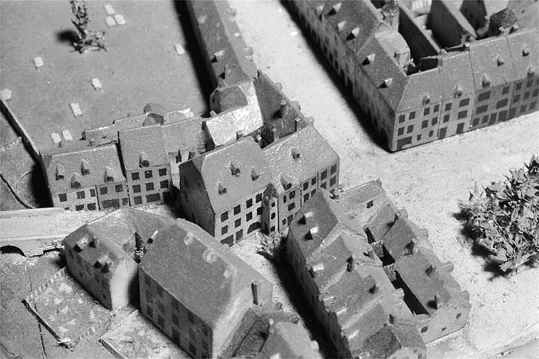 Quartier Entre-les-Portes, 1823-1826. Extrait du plan-relief de 1823-1826, par R.G.I. Wild, échelle 1:1000 (conservé au Musée historique du Vieux Montbéliard). © Yves Sancey / Région Bourgogne-Franche-Comté, Inventaire du patrimoine - 1986 Quartier Entre-les-Portes, 1823-1826. Extrait du plan-relief de 1823-1826, par R.G.I. Wild, échelle 1:1000 (conservé au Musée historique du Vieux Montbéliard). © Yves Sancey / Région Bourgogne-Franche-Comté, Inventaire du patrimoine - 1986