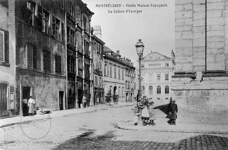 Montbéliard. Vieille maison espagnole [... Maison 25, place Saint-Martin], début 20e siècle. © Jérôme  Mongreville (reproduction) / Région Bourgogne-Franche-Comté, Inventaire du patrimoine - 1986