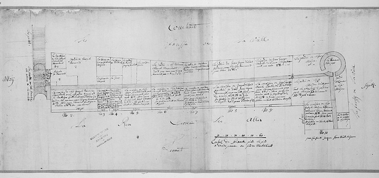Plan parcellaire de 1715-1718. Feuille 2 (A). © Yves Sancey / Région Bourgogne-Franche-Comté, Inventaire du patrimoine - 1987 Plan parcellaire de 1715-1718. Feuille 2 (A). © Yves Sancey / Région Bourgogne-Franche-Comté, Inventaire du patrimoine - 1987