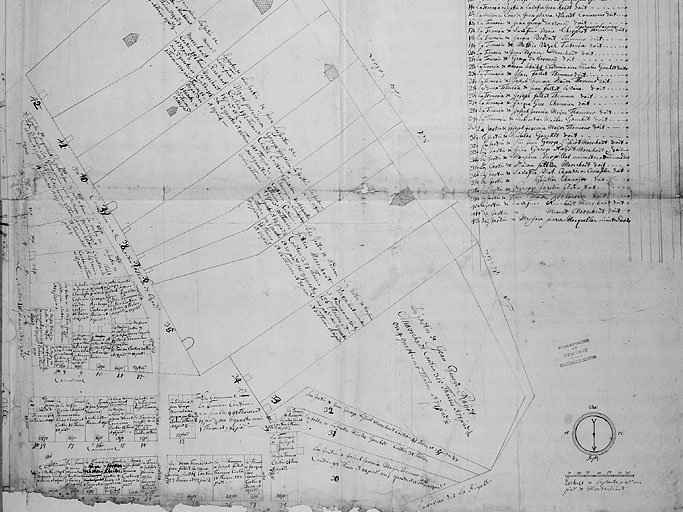 Plan parcellaire de 1715-1718. Feuille 19 (A). © Yves Sancey / Région Bourgogne-Franche-Comté, Inventaire du patrimoine - 1987 Plan parcellaire de 1715-1718. Feuille 19 (A). © Yves Sancey / Région Bourgogne-Franche-Comté, Inventaire du patrimoine - 1987