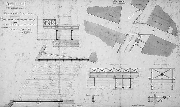 Projet de reconstruction en bois, 1870. © Yves Sancey, Auguste Jolidon / Région Bourgogne-Franche-Comté, Inventaire du patrimoine - 1987 Projet de reconstruction en bois, 1870. © Yves Sancey, Auguste Jolidon / Région Bourgogne-Franche-Comté, Inventaire du patrimoine - 1987