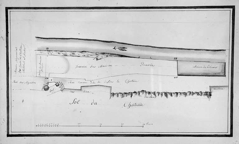 Portion de la rue de l'Aiguillon [rue du Château], 1781. © Jérôme Mongreville / Région Bourgogne-Franche-Comté, Inventaire du patrimoine - 1987
