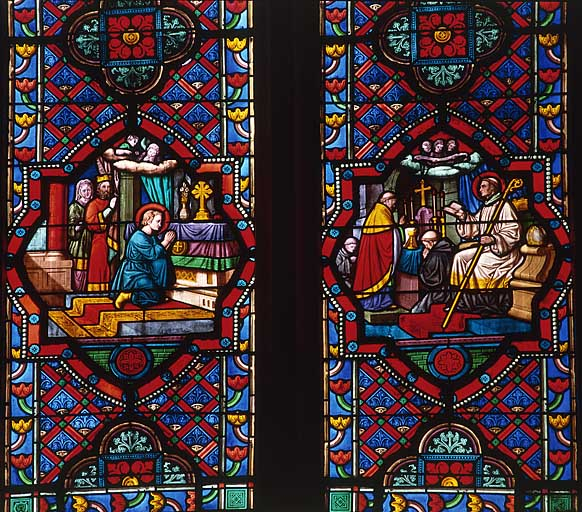 Baie 4 : détail partie inférieure. © Yves Sancey / Région Bourgogne-Franche-Comté, Inventaire du patrimoine - 1987 Baie 4 : détail partie inférieure. © Yves Sancey / Région Bourgogne-Franche-Comté, Inventaire du patrimoine - 1987