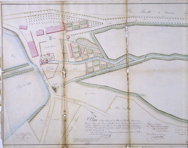 Plan du haut fourneau de Blé, du patouillet, parc à mines [...], appartenant à Mr Petitguyot [...] pour être joint à la demande de construire un second haut fourneau [...]. © Yves Sancey / Région Bourgogne-Franche-Comté, Inventaire du patrimoine - 1987