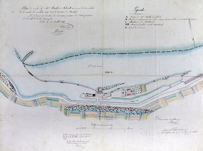 Plan du moulin de Mrs Baille et Febvret ainsi que de ses abords [...]. © Yves Sancey / Région Bourgogne-Franche-Comté, Inventaire du patrimoine - 1989