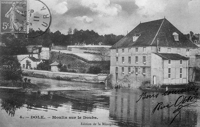 Dole. - Moulin sur le Doubs. © Laurent  Poupard (reproduction) / Région Bourgogne-Franche-Comté, Inventaire du patrimoine - 1989