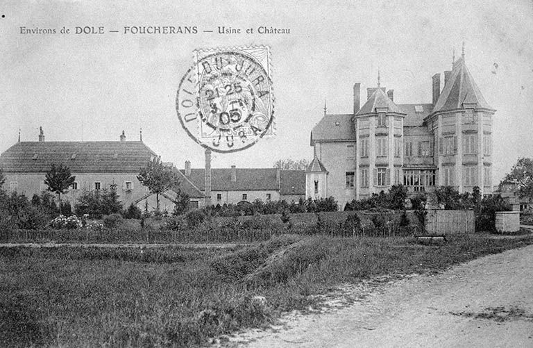 Environs de Dole - Foucherans - Usine et Château. © Laurent  Poupard (reproduction) / Région Bourgogne-Franche-Comté, Inventaire du patrimoine - 1989 Environs de Dole - Foucherans - Usine et Château. © Laurent  Poupard (reproduction) / Région Bourgogne-Franche-Comté, Inventaire du patrimoine - 1989