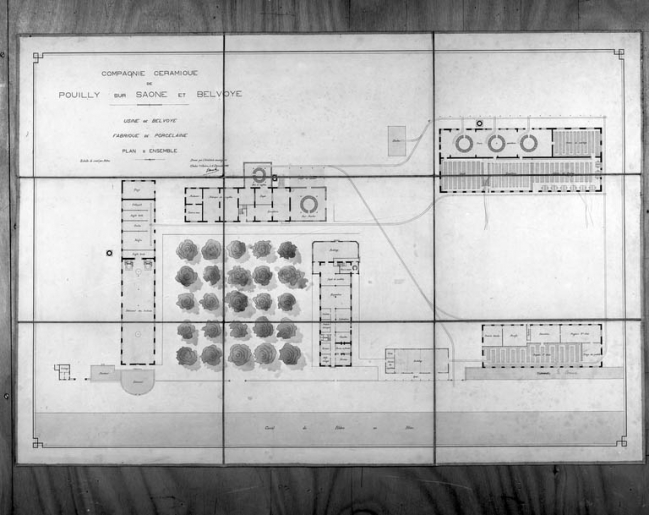 Compagnie Céramique de Pouilly-sur-Saône et Belvoye. Usine de Belvoye. Fabrique de porcelaine. Plan d'ensemble. © Yves Sancey, Edmond Malo / Région Bourgogne-Franche-Comté, Inventaire du patrimoine - 1989