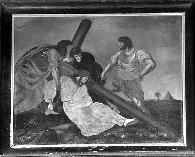 Quatrième station : Jésus tombe pour la première fois. © Jérôme Mongreville / Région Bourgogne-Franche-Comté, Inventaire du patrimoine - 1989