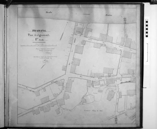Fraisans. plan d'alignement. 1ère feuille. © Yves Sancey / Région Bourgogne-Franche-Comté, Inventaire du patrimoine - 1990 Fraisans. plan d'alignement. 1ère feuille. © Yves Sancey / Région Bourgogne-Franche-Comté, Inventaire du patrimoine - 1990