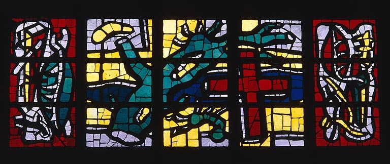 Baie n° 8 : l'arbre du Paradis et celui de la Croix. © Jérôme Mongreville / Région Bourgogne-Franche-Comté, Inventaire du patrimoine - 1991