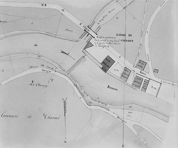 Demande en établissement d'une usine au Sr Dargaud Joseph Antoine. Plan. © Jérôme Mongreville / Région Bourgogne-Franche-Comté, Inventaire du patrimoine - 1991