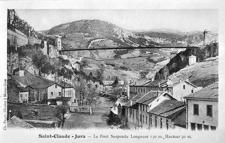 Saint-Claude - Jura - Le Pont suspendu. Longueur 150 m. Hauteur 50 m. © Jérôme  Mongreville (reproduction) / Région Bourgogne-Franche-Comté, Inventaire du patrimoine - 1991