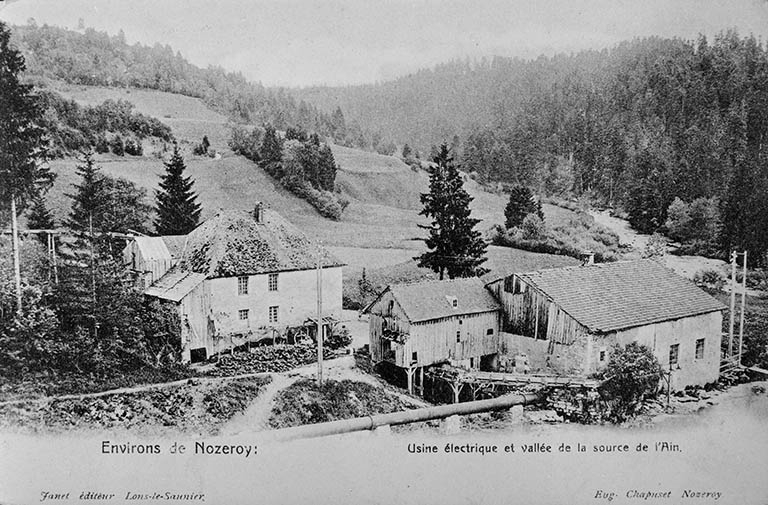 Environs de Nozeroy : Usine électrique et vallée de la source de l'Ain. © Jérôme  Mongreville (reproduction) / Région Bourgogne-Franche-Comté, Inventaire du patrimoine - 1991