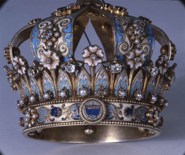 Détail de la partie inférieure avec le blason du pape Pie X. © Yves Sancey / Région Bourgogne-Franche-Comté, Inventaire du patrimoine - 1991