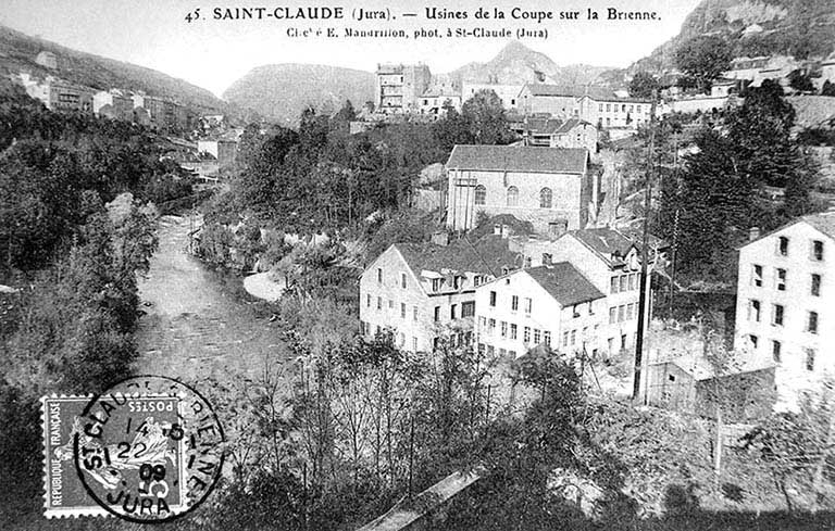 Saint-Claude (Jura). - Usines de la Coupe sur la Brienne [sic]. © Jérôme  Mongreville (reproduction), E. Mandrillon / Région Bourgogne-Franche-Comté, Inventaire du patrimoine - 1992