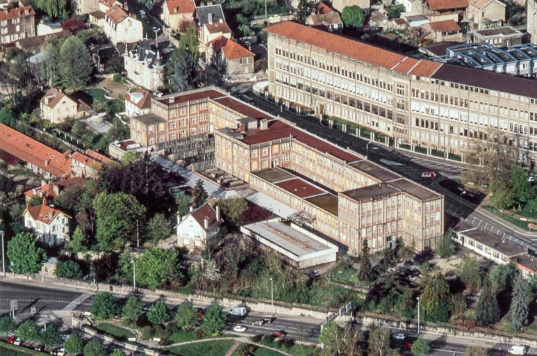 Vue aérienne de l'usine, depuis l'est. © Jean-Pierre Bévalot / Région Bourgogne-Franche-Comté, Inventaire du patrimoine - 1993