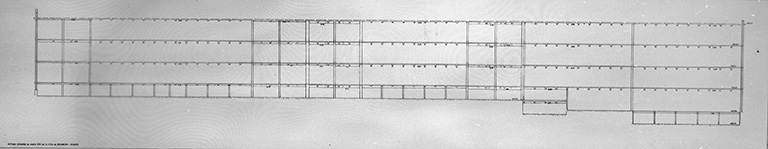 Plan d'immeuble. C.C.I. du Doubs. Coupe longitudinale, 1992. © Yves Sancey, Gabriel Sassé / Région Bourgogne-Franche-Comté, Inventaire du patrimoine - 1993