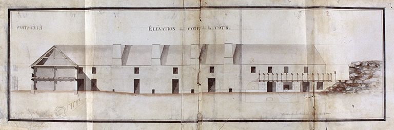 Elévation du côté de la cour. © Daniel Lebée / Région Bourgogne-Franche-Comté, Inventaire du patrimoine - 1993