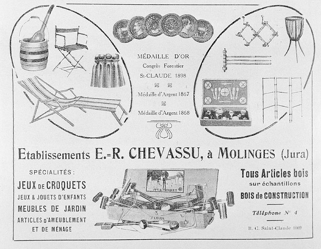 Dessin publicitaire, milieu des années 1920. © Yves Sancey / Région Bourgogne-Franche-Comté, Inventaire du patrimoine - 1993