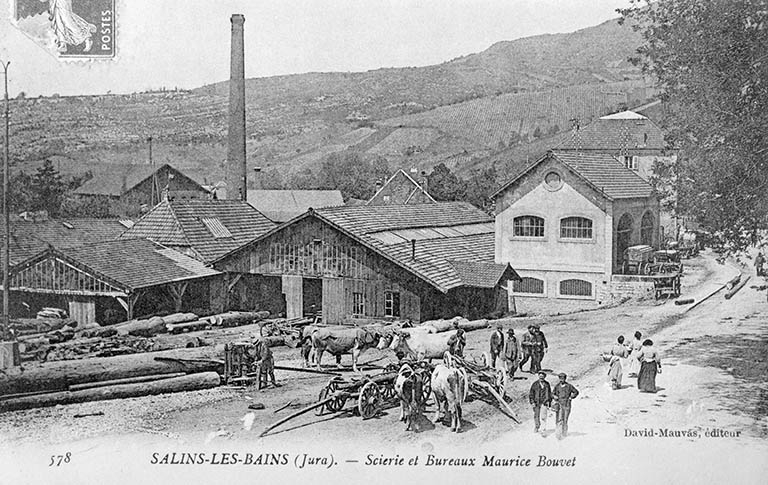 Salins-les-Bains (Jura). - Scierie et Bureaux Maurice Bouvet. Datation : porte la date 13 juillet 1909 ; Datation : après 1903 (séparation au dos) © Jérôme Mongreville / Région Bourgogne-Franche-Comté, Inventaire du patrimoine - 1994 Salins-les-Bains (Jura). - Scierie et Bureaux Maurice Bouvet. Datation : porte la date 13 juillet 1909 ; Datation : après 1903 (séparation au dos) © Jérôme Mongreville / Région Bourgogne-Franche-Comté, Inventaire du patrimoine - 1994