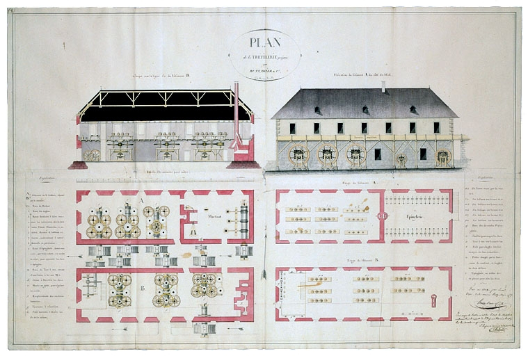Plan de la Tréfilerie projetée par Ruty Ogier, et Cie de Morez - Jura. © Jérôme Mongreville / Région Bourgogne-Franche-Comté, Inventaire du patrimoine - 1994