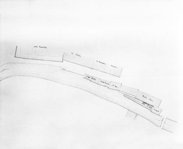 Plan de la rivière de Bienne levé au sujet de la réclamation de la veuve Chavin de Morez [détail de la partie droite]. © Jérôme Mongreville / Région Bourgogne-Franche-Comté, Inventaire du patrimoine - 1994