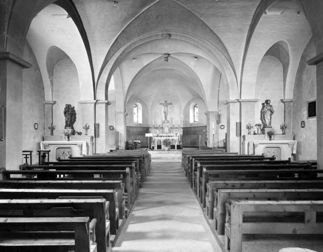 Le choeur vu depuis la nef. © Yves Sancey / Région Bourgogne-Franche-Comté, Inventaire du patrimoine - 1994