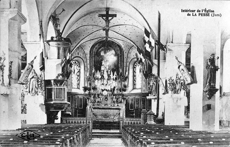 Intérieur de l'église de La Pesse (Jura). © Jérôme  Mongreville (reproduction) / Région Bourgogne-Franche-Comté, Inventaire du patrimoine - 1994