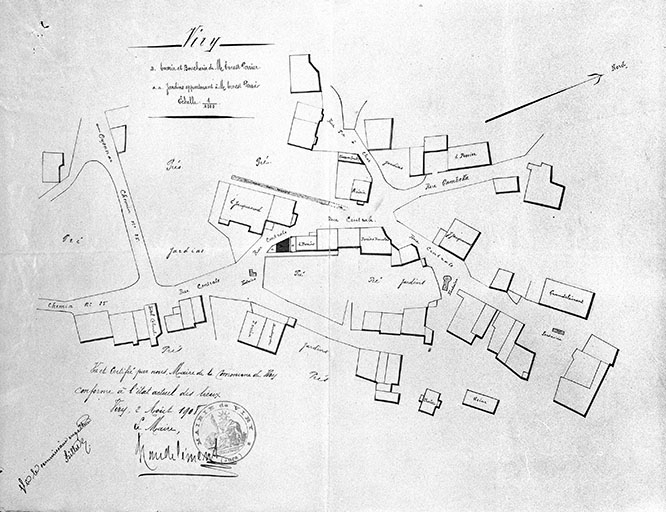Plan d'une partie du village. © Jérôme Mongreville / Région Bourgogne-Franche-Comté, Inventaire du patrimoine - 1994