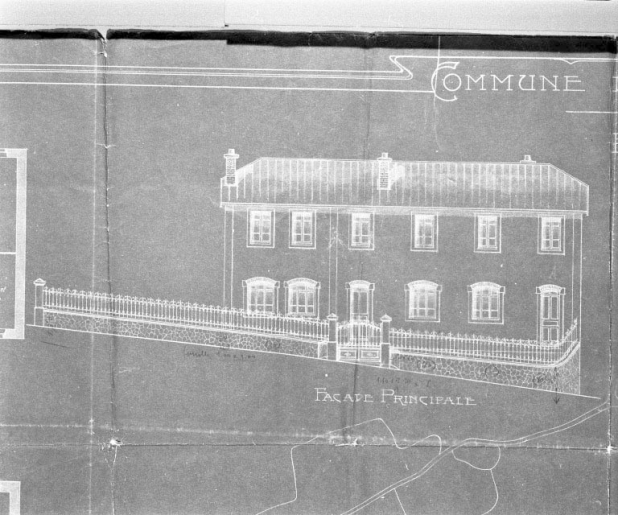 Commune de Choux. Ecoles mixte et enfantine. Projet. Détail du tirage de la façade principale. © Jérôme Mongreville / Région Bourgogne-Franche-Comté, Inventaire du patrimoine - 1994 Commune de Choux. Ecoles mixte et enfantine. Projet. Détail du tirage de la façade principale. © Jérôme Mongreville / Région Bourgogne-Franche-Comté, Inventaire du patrimoine - 1994