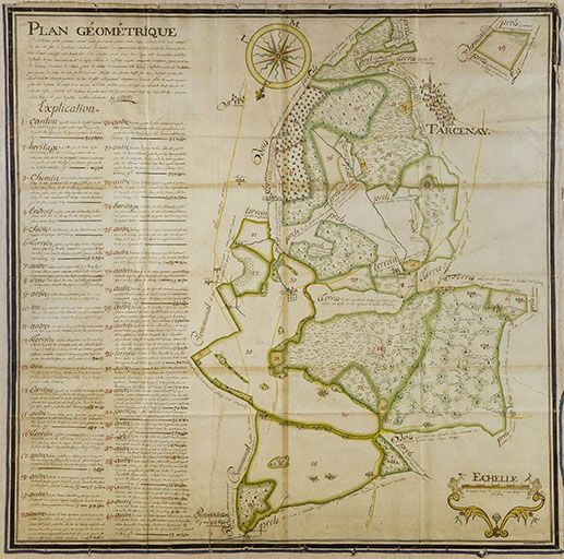 Plan géométrique de Tarcenay, 1769 : vue d'ensemble. © Yves Sancey / Région Bourgogne-Franche-Comté, Inventaire du patrimoine - 1995
