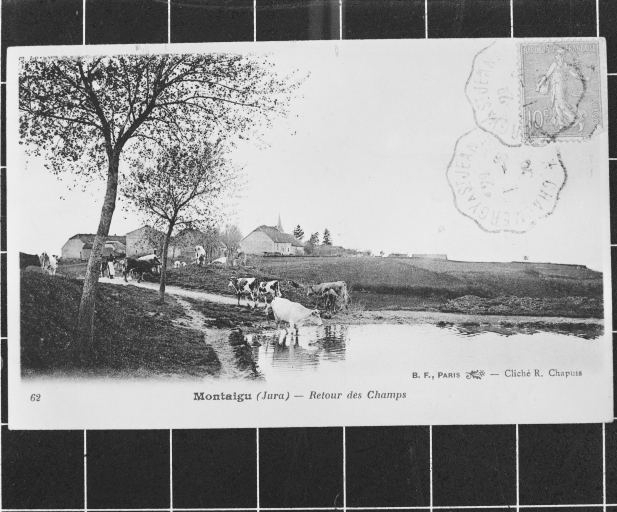 Montaigu (Jura) - Retour des champs. © Jérôme  Mongreville (reproduction), Raoul Chapuis / Région Bourgogne-Franche-Comté, Inventaire du patrimoine - 1995