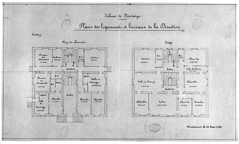 Salines de Montaigu. Plans des logements et bureaux de la Direction. © Jérôme Mongreville / Région Bourgogne-Franche-Comté, Inventaire du patrimoine - 1996 Salines de Montaigu. Plans des logements et bureaux de la Direction. © Jérôme Mongreville / Région Bourgogne-Franche-Comté, Inventaire du patrimoine - 1996