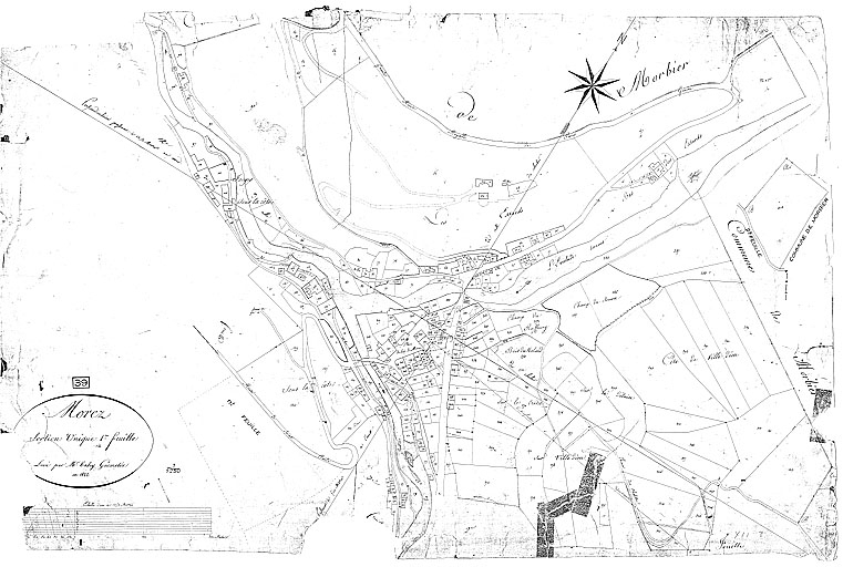 Morez. Section unique 1ère feuille [plan cadastral], 1822. © Laurent Poupard / Région Bourgogne-Franche-Comté, Inventaire du patrimoine - 1996