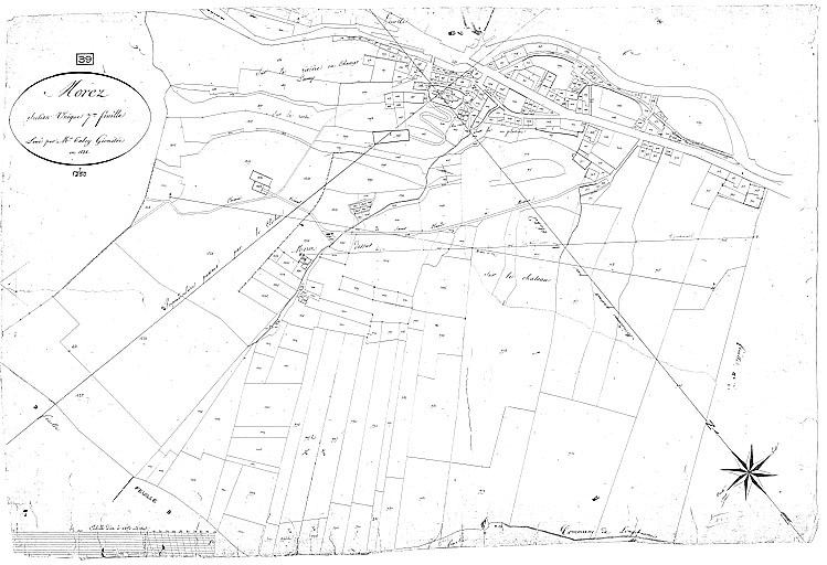 Morez. Section unique 7e feuille [plan cadastral], 1822. © Laurent Poupard / Région Bourgogne-Franche-Comté, Inventaire du patrimoine - 1996