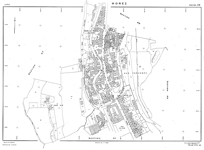 Morez. Section AE [plan cadastral], 1980. © Laurent Poupard / Région Bourgogne-Franche-Comté, Inventaire du patrimoine - 1996